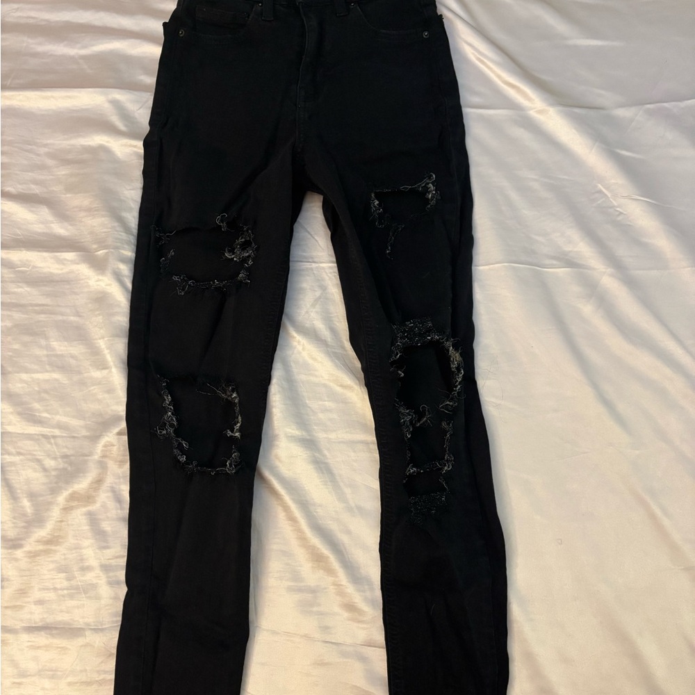 Topshop Black Ripped Skinny Jeans